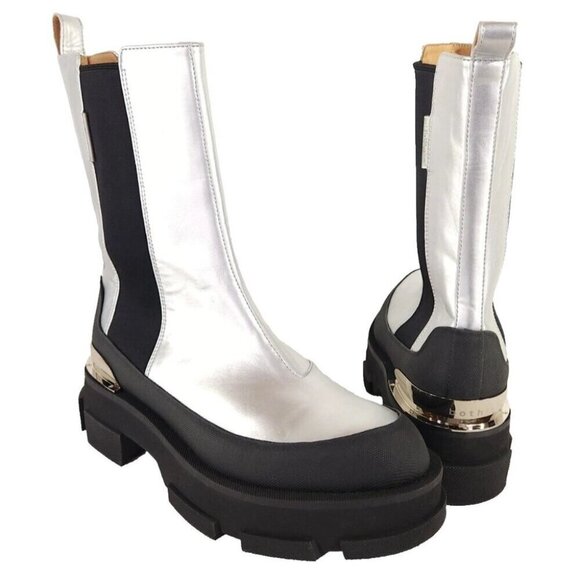 Both Gao Platform Chelsea Boots Size 44 US 11 Mens Silver $660 - Picture 2 of 15